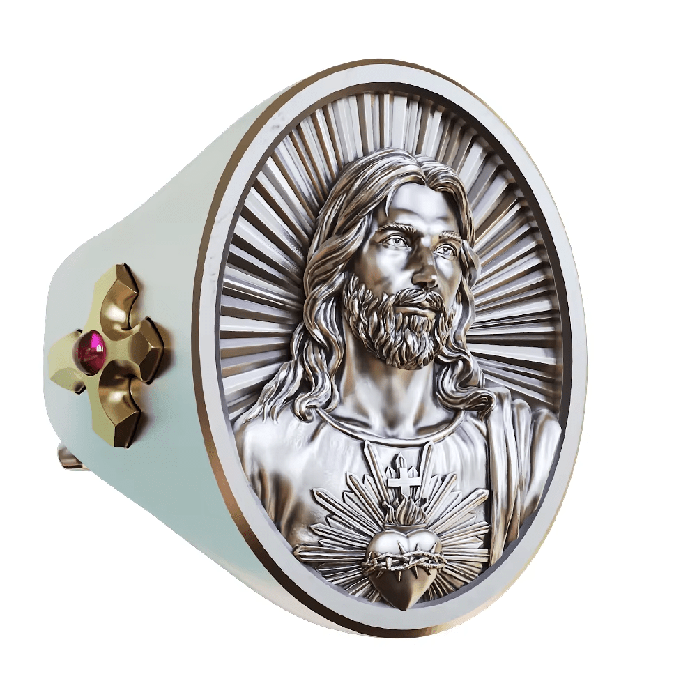 Christianartworkshop Anello Sacro Cuore di Gesù in argento 925: simbolo di amore e sacrificio - image 2