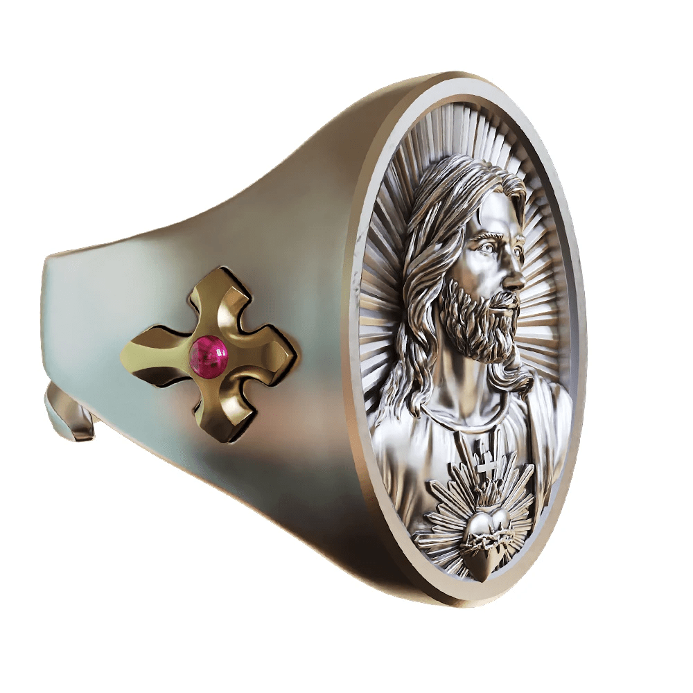 Christianartworkshop Anello Sacro Cuore di Gesù in argento 925: simbolo di amore e sacrificio - image 5