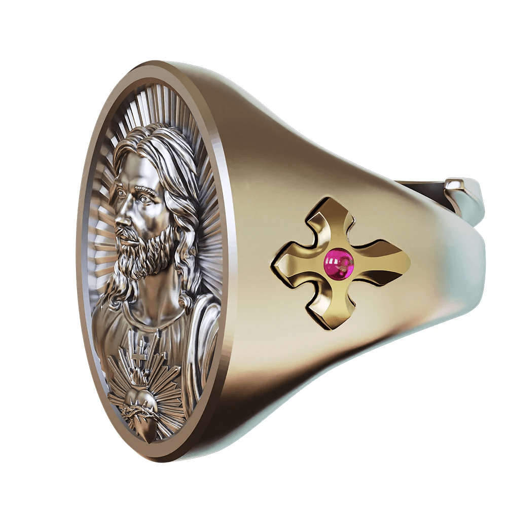 Christianartworkshop Anello Sacro Cuore di Gesù in argento 925: simbolo di amore e sacrificio - image 6