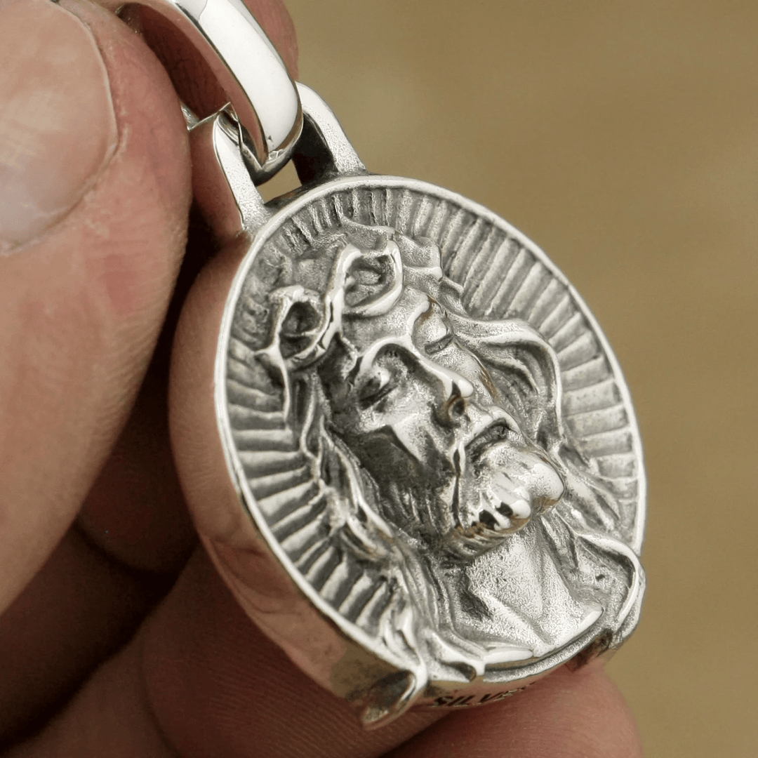 Collana sacra con corona di spine di Gesù in argento sterling 925 di Christianartworkshop - image 5