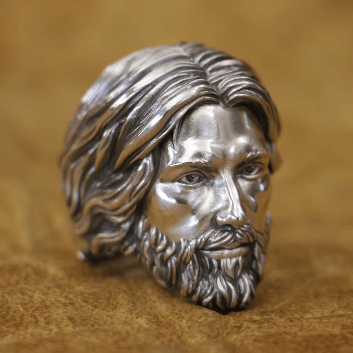 Christianartworkshop Anello con ritratto di Gesù Cristo Sacro scolpito in argento 925 - US 15 - image 0