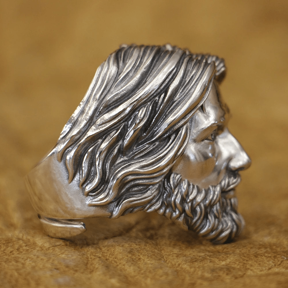 Christianartworkshop Anello con ritratto di Gesù Cristo Sacro scolpito in argento 925 - image 6