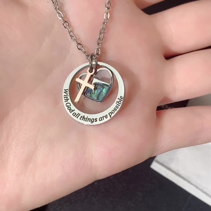 Collana delicata con semi di senape Christianartworkshop , croce e messaggio della Scrittura - image 3