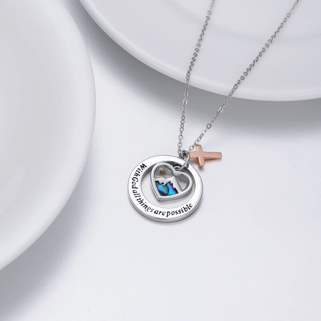 Collana delicata con semi di senape Christianartworkshop , croce e messaggio della Scrittura - image 2