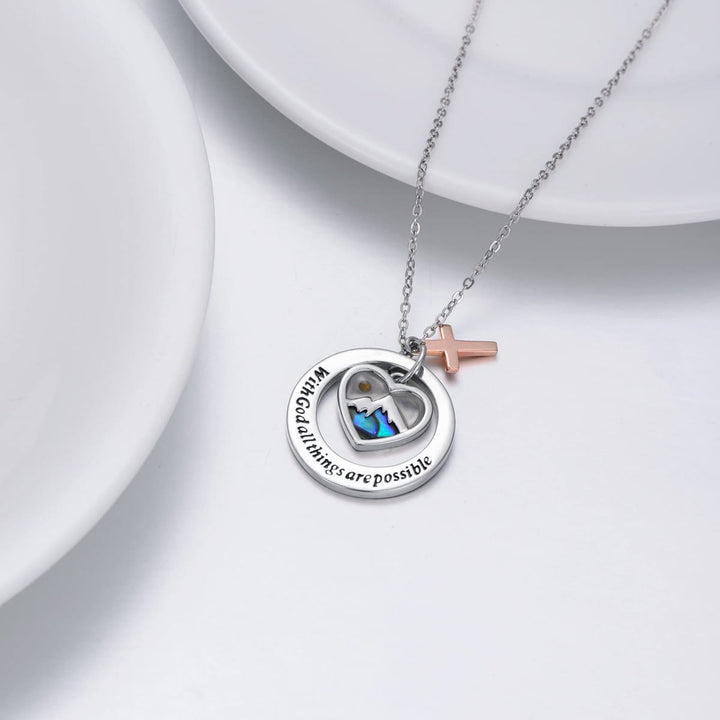 Collana delicata con semi di senape Christianartworkshop , croce e messaggio della Scrittura - image 2