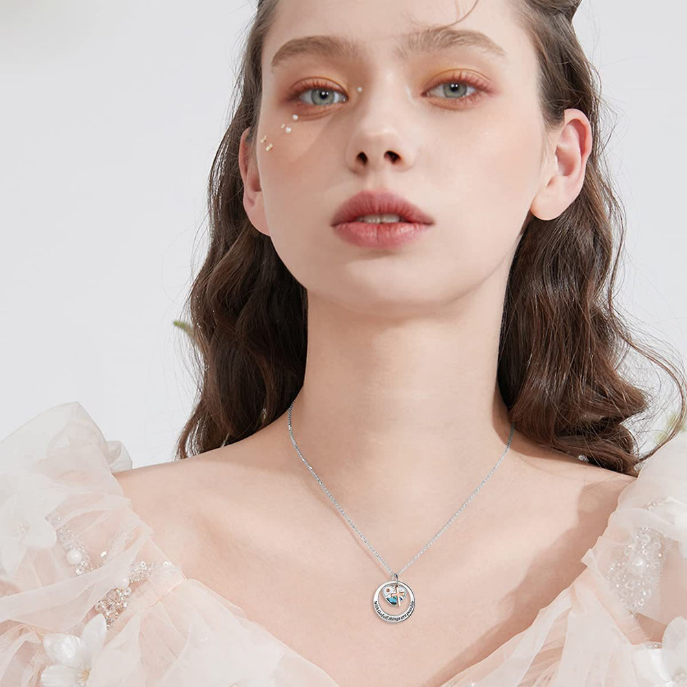 Collana delicata con semi di senape Christianartworkshop , croce e messaggio della Scrittura - image 1