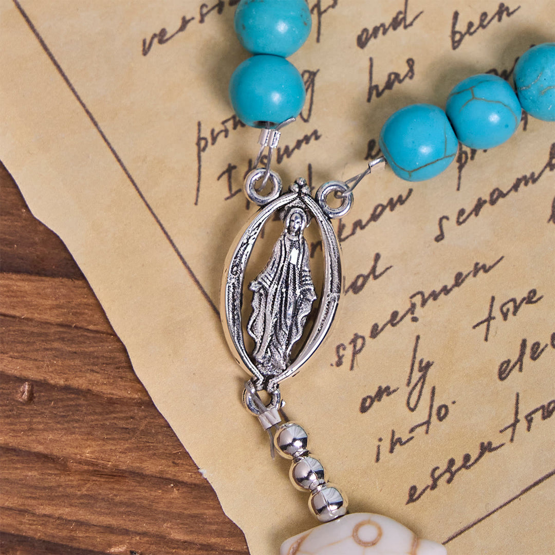 Christianartworkshop Preghiera attraverso il mare con perline di delfino turchese Serenity Rosario animale - image 7