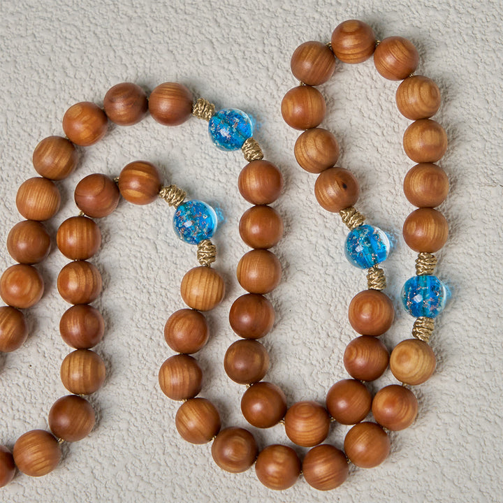 Rosario rustico in legno di thuja e blu oceano Christianartworkshop con guida e benedizione della Sacra Famiglia - image 6