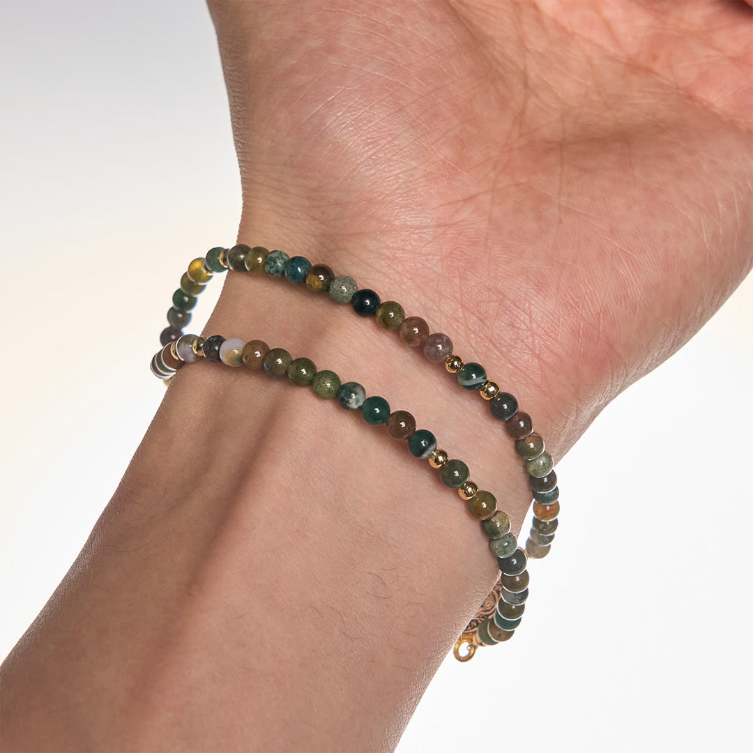 Braccialetti rosario fatti a mano nei toni della terra con croce e ciondolo di San Benedetto Christianartworkshop - image 3