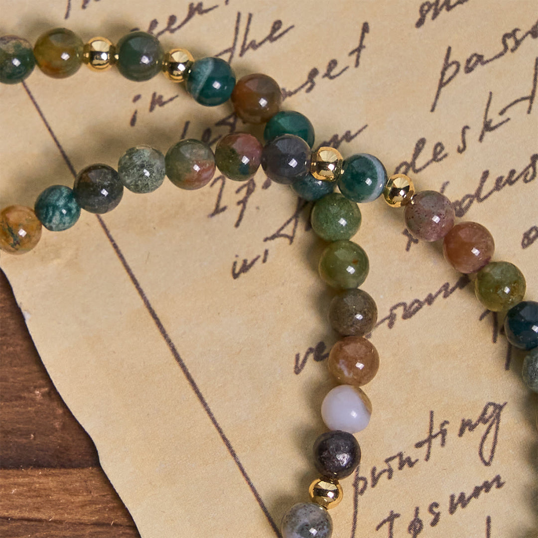 Braccialetti rosario fatti a mano nei toni della terra con croce e ciondolo di San Benedetto Christianartworkshop - image 8