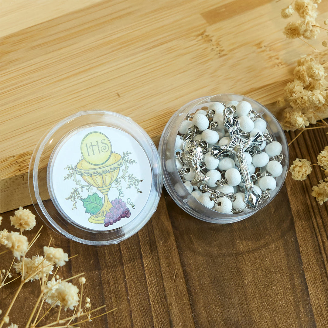 Christianartworkshop Divino Rosario per la Comunione in Legno Sacro Calice in Bianco con Confezione Regalo - image 5