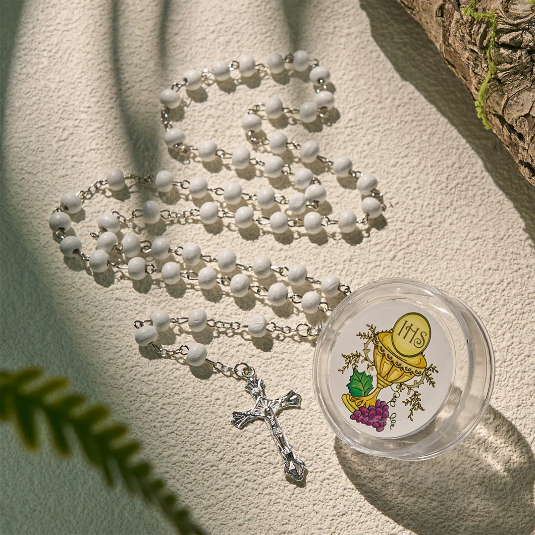 Christianartworkshop Divino Rosario per la Comunione in Legno Sacro Calice in Bianco con Confezione Regalo - image 2