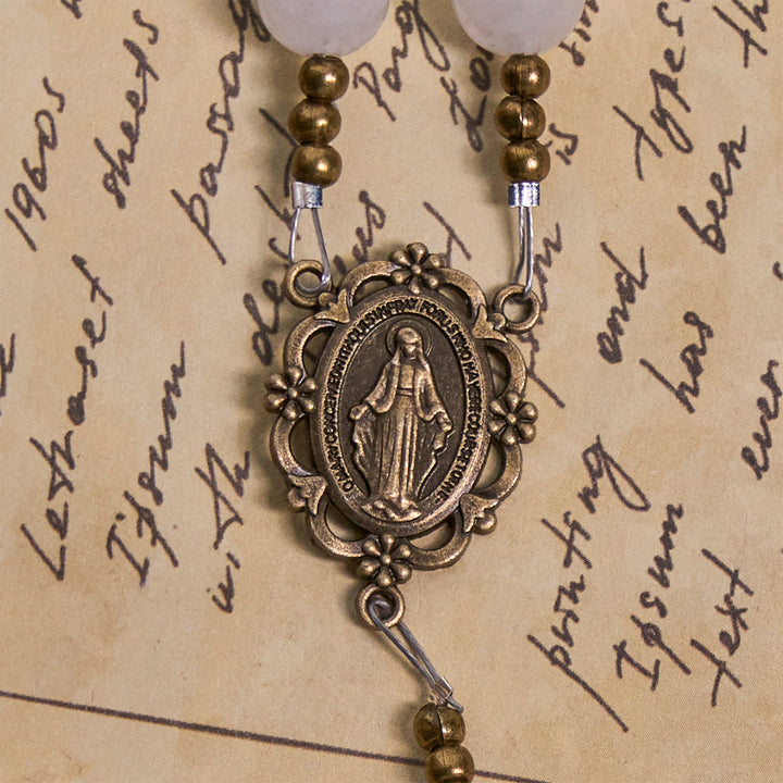 Christianartworkshop Rosario commemorativo sacro con quarzo bianco e tartaruga sacra, animale da preghiera - image 7