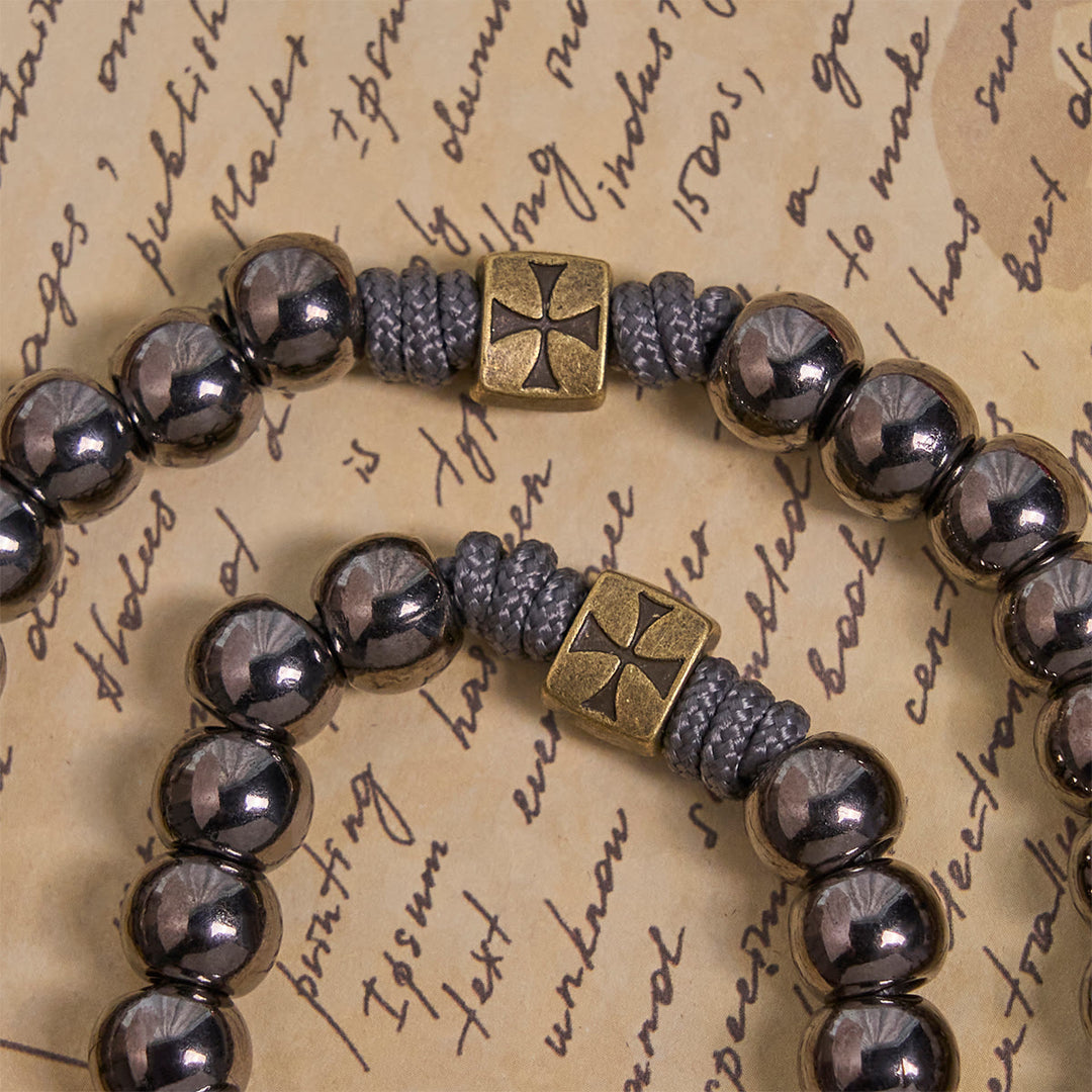 Christianartworkshop Medaglia Miracolosa e Crocifisso di Rosario in Cordino di Nylon con Calcolo Biliare Nero e Argento da 8 mm - image 6