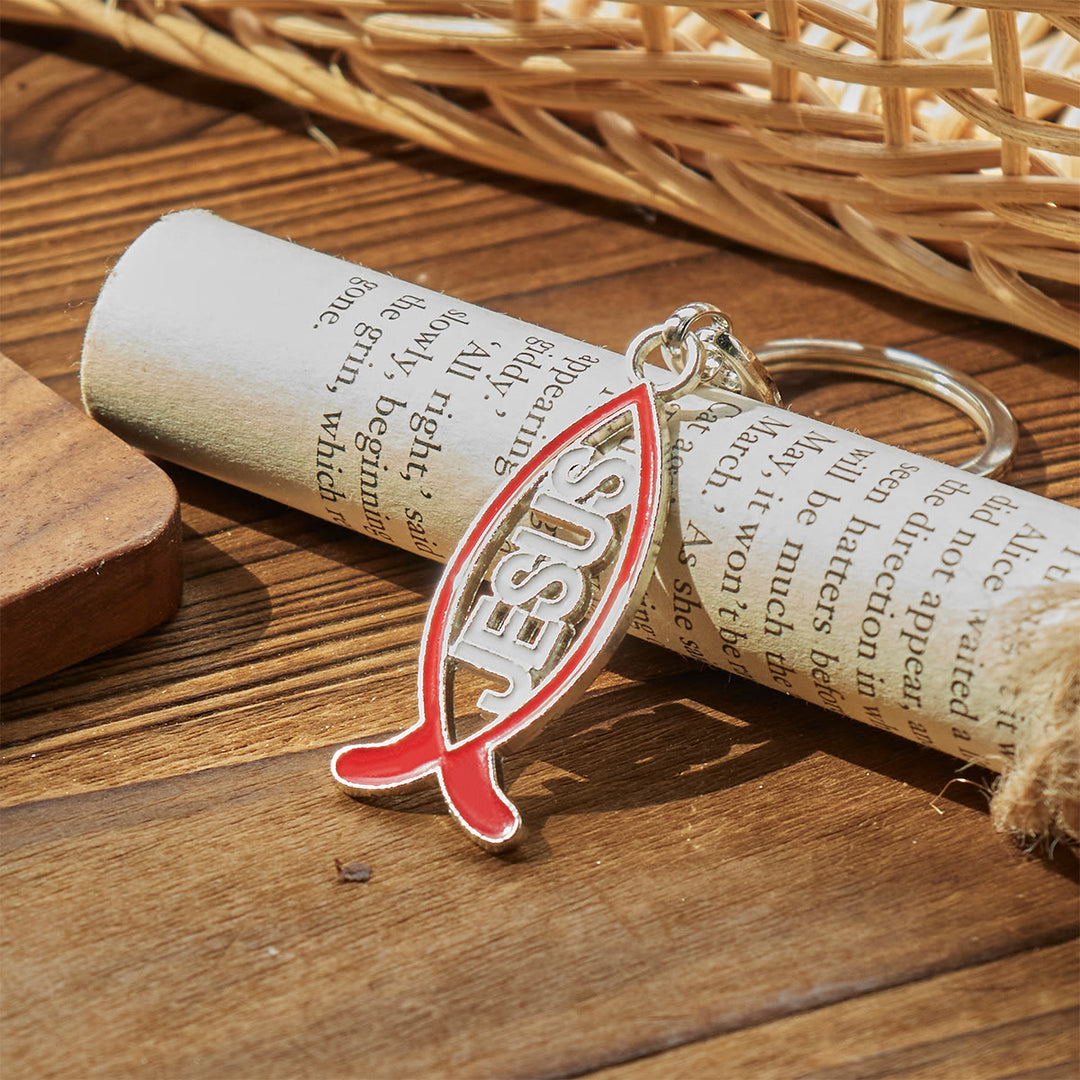 Christianartworkshop Portachiavi a forma di pesce rosso di Gesù: fedele compagno per la vita - image 3