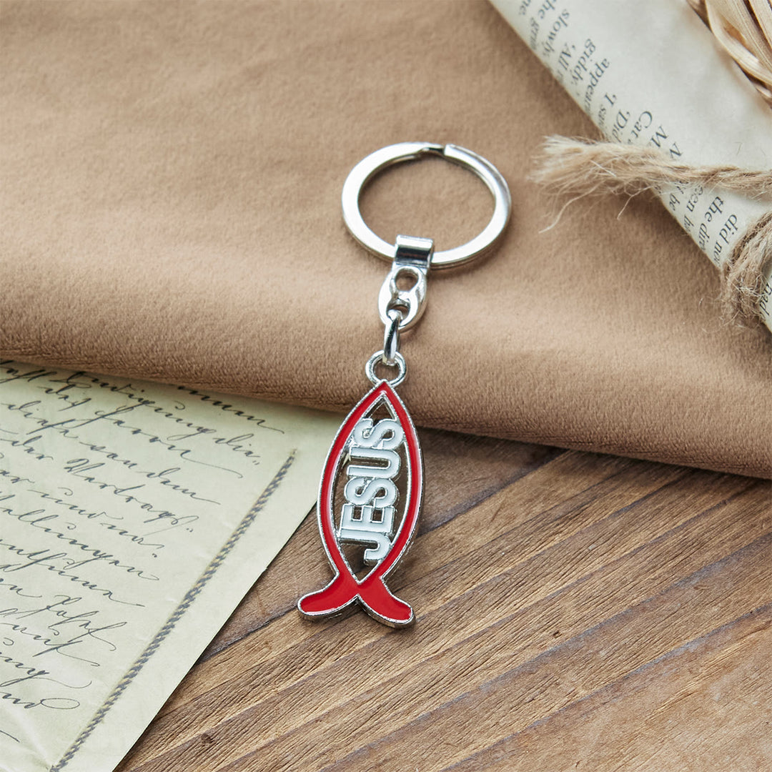 Christianartworkshop Portachiavi a forma di pesce rosso di Gesù: fedele compagno per la vita - image 2