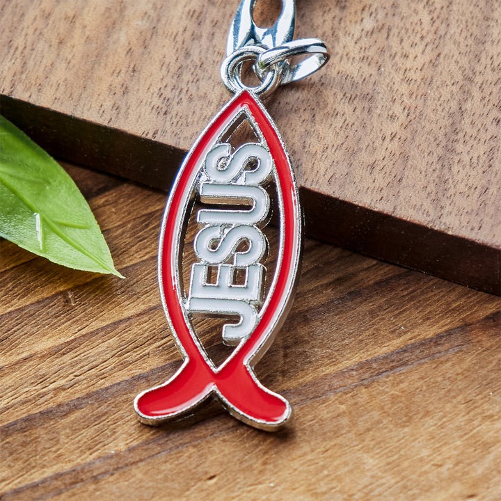 Christianartworkshop Portachiavi a forma di pesce rosso di Gesù: fedele compagno per la vita - image 1