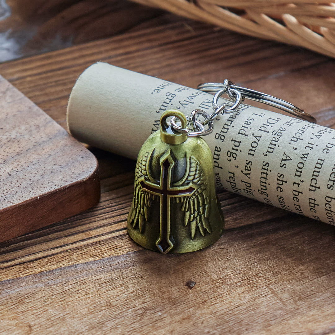 Christianartworkshop Portachiavi con campana custode con ali d'angelo e paladino sacro: armatura della fede - image 3
