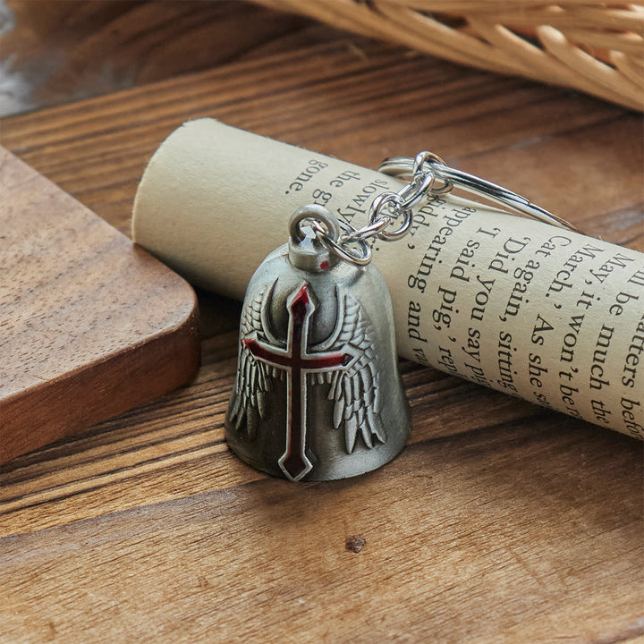 Christianartworkshop Portachiavi con campana custode con ali d'angelo e paladino sacro: armatura della fede - image 5
