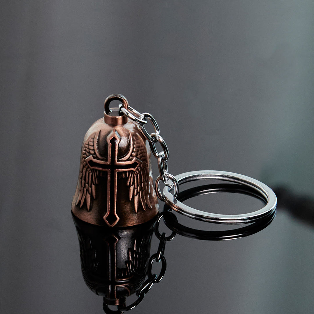 Christianartworkshop Portachiavi con campana custode con ali d'angelo e paladino sacro: armatura della fede - Rosso antico - image 1