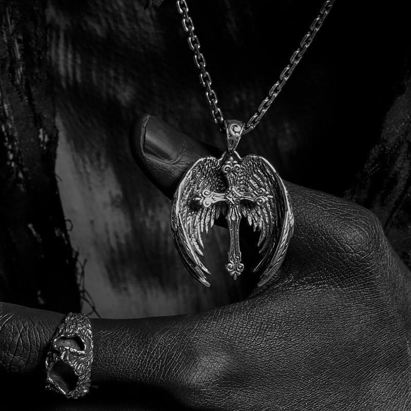 Collana con ciondolo a croce con ali di angelo custode Christianartworkshop : gioielli di protezione spirituale - image 3