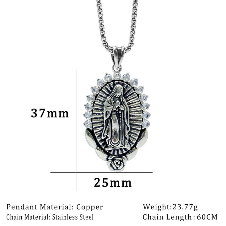 Christianartworkshop Collana con ciondolo della Madonna: simbolo sacro dell'aureola e della rosa - image 2