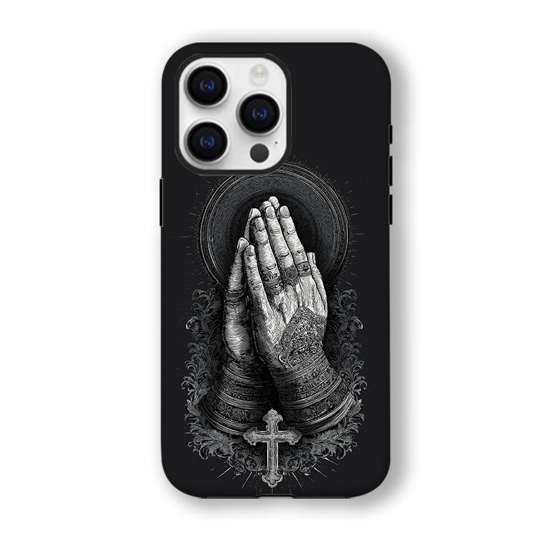 Custodia per telefono Christianartworkshop Faith in Praying Hands: elegante design monocromatico - image 6