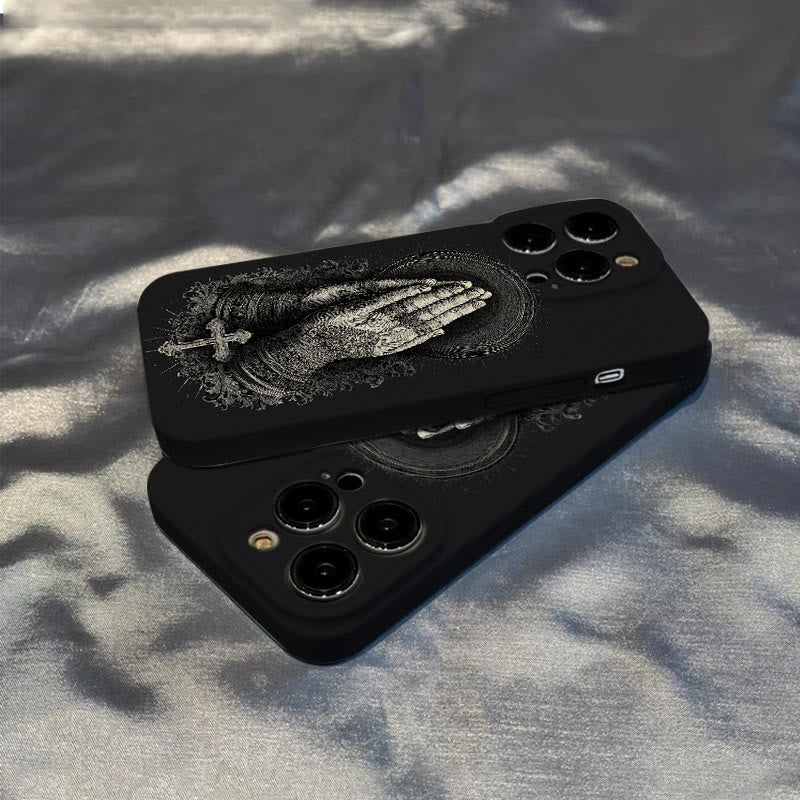 Custodia per telefono Christianartworkshop Faith in Praying Hands: elegante design monocromatico - image 3