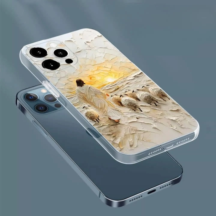 Custodia per telefono Christianartworkshop Gesù Buon Pastore con gregge in Sunset Glow - image 2