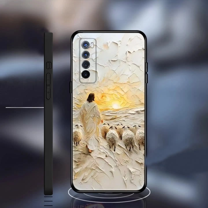 Custodia per telefono Christianartworkshop Gesù Buon Pastore con gregge in Sunset Glow - image 1