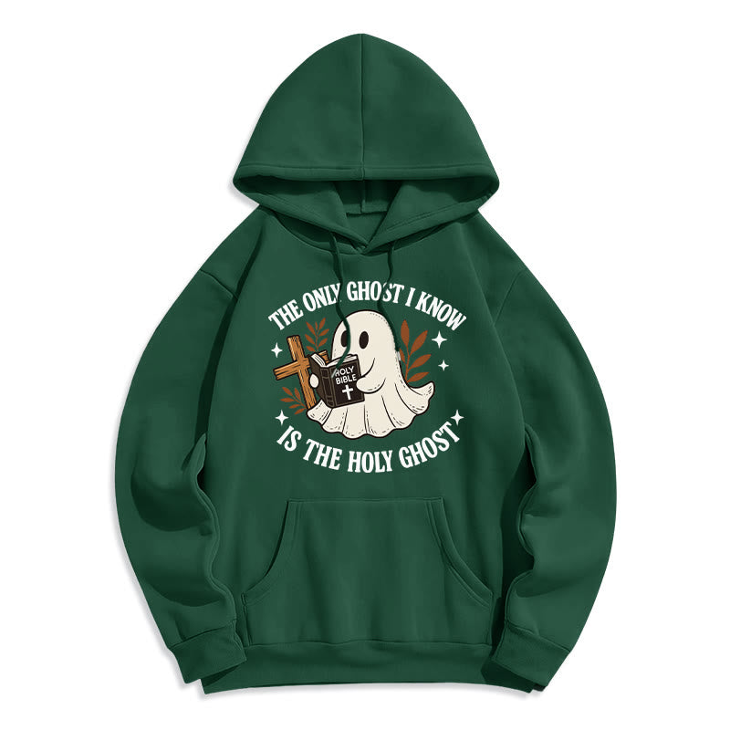 Christianartworkshop Felpa con cappuccio in poliestere foderata in pile Ghost-Free Except the Holy One - Verde - 2XL - image 7