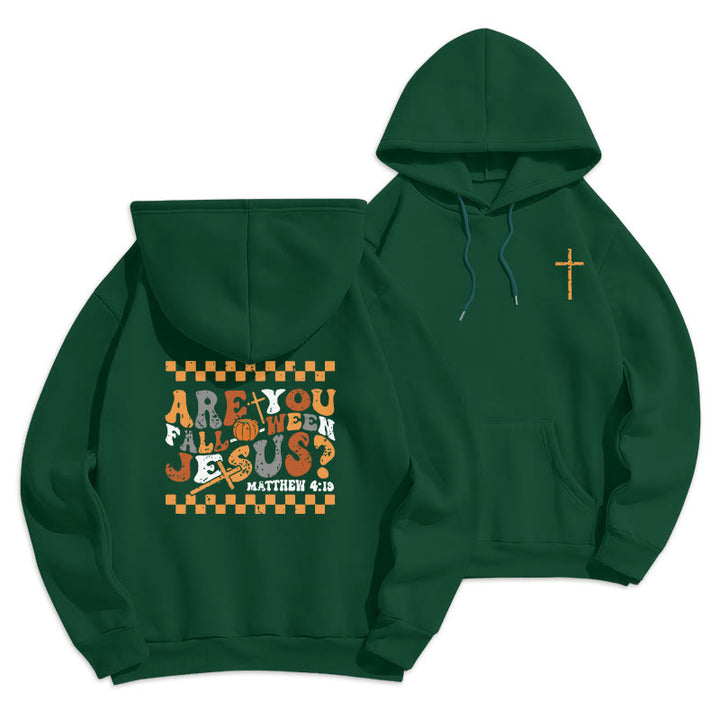 Christianartworkshop Felpa con cappuccio in poliestere foderata in pile "Segui Gesù questo autunno" di Matteo 419 - Verde - 2XL - image 5