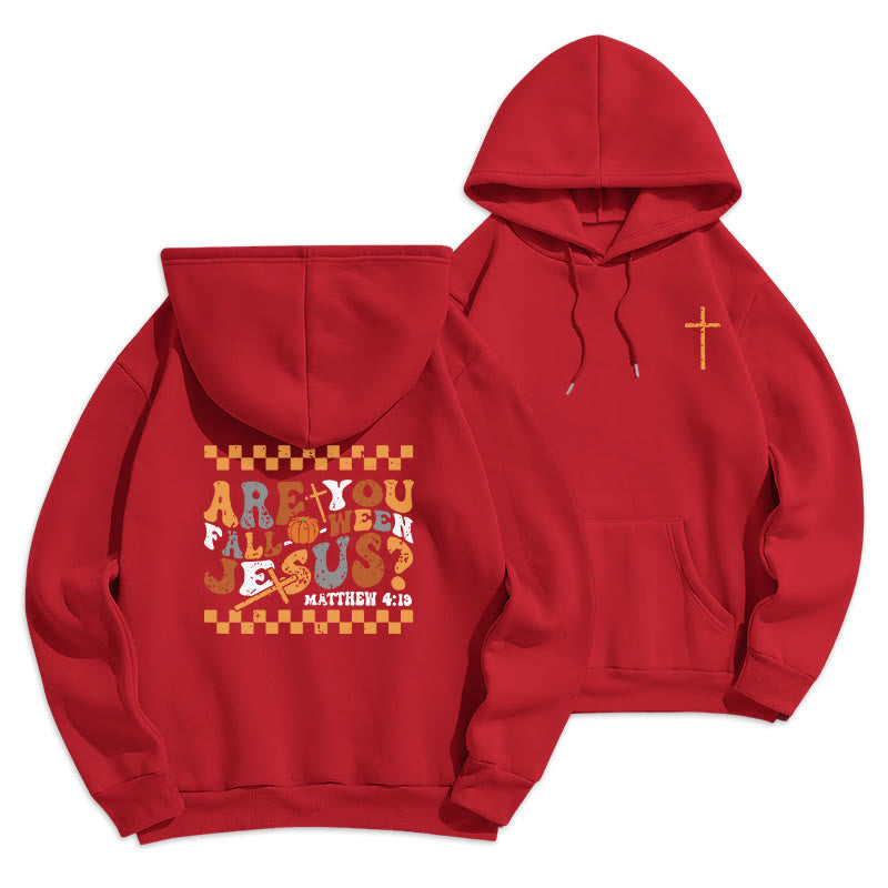 Christianartworkshop Felpa con cappuccio in poliestere foderata in pile "Segui Gesù questo autunno" di Matteo 419 - Rosso - 2XL - image 6