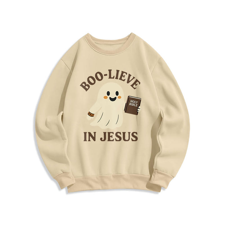 Felpa in poliestere foderata in pile Christianartworkshop Boo-Lieve in Jesus Faith Over Fear - Beige - 2XL - image 4