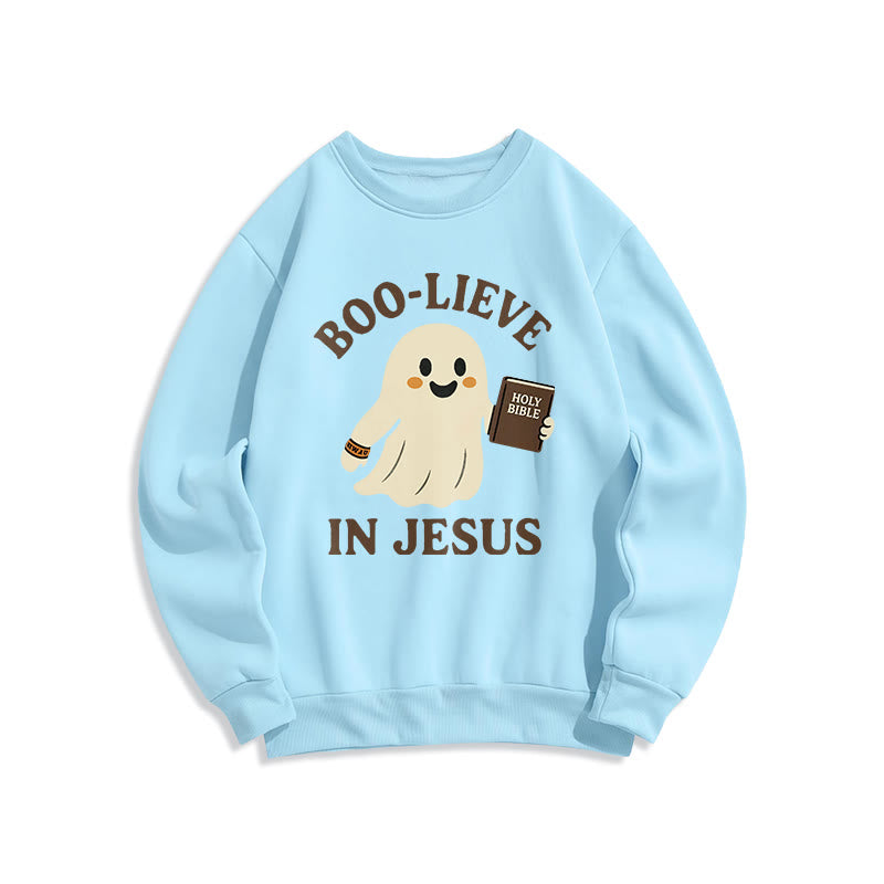 Felpa in poliestere foderata in pile Christianartworkshop Boo-Lieve in Jesus Faith Over Fear - Blu - 2XL - image 3