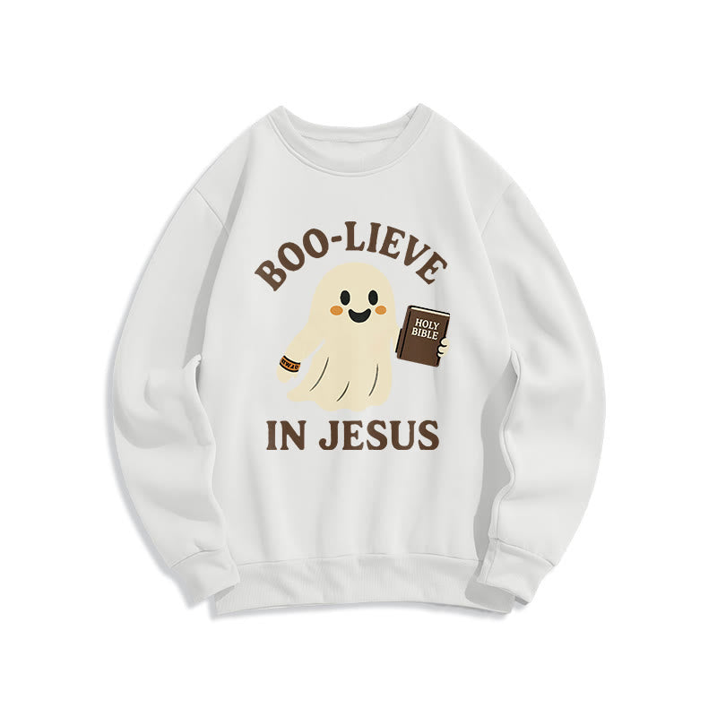 Felpa in poliestere foderata in pile Christianartworkshop Boo-Lieve in Jesus Faith Over Fear - Bianco - 2XL - image 2