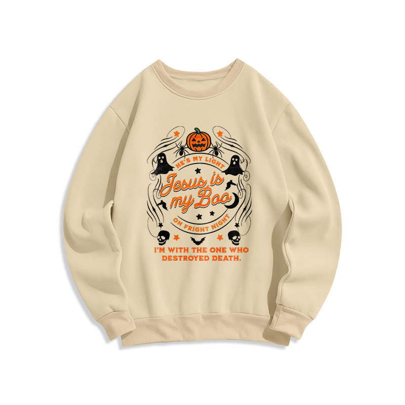 Felpa in poliestere foderata in pile stile Christianartworkshop Jesus is My Boo con lo Spirito Santo - Beige - 2XL - image 2