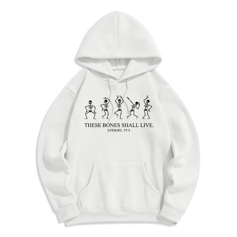 Christianartworkshop Felpa con cappuccio in poliestere foderata in pile "These Bones Shall Live Dance of Faith" - Bianco - 2XL - image 3