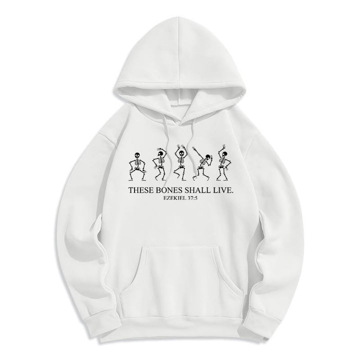 Christianartworkshop Felpa con cappuccio in poliestere foderata in pile "These Bones Shall Live Dance of Faith" - Bianco - 2XL - image 3