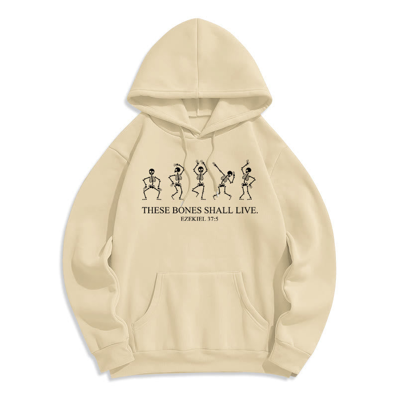 Christianartworkshop Felpa con cappuccio in poliestere foderata in pile "These Bones Shall Live Dance of Faith" - Beige - 2XL - image 4