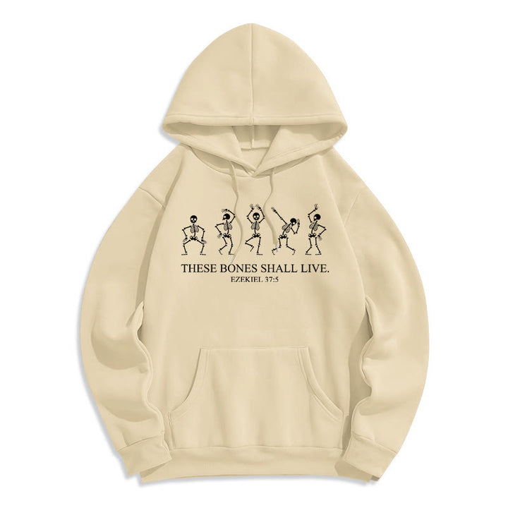 Christianartworkshop Felpa con cappuccio in poliestere foderata in pile "These Bones Shall Live Dance of Faith" - Beige - 2XL - image 4