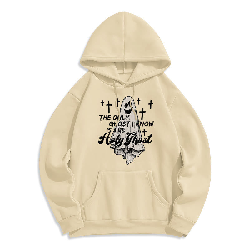 Christianartworkshop Felpa con cappuccio in poliestere foderata in pile con scritta Gospel Fusion "Spirito Santo e Croce" - Beige - 2XL - image 3