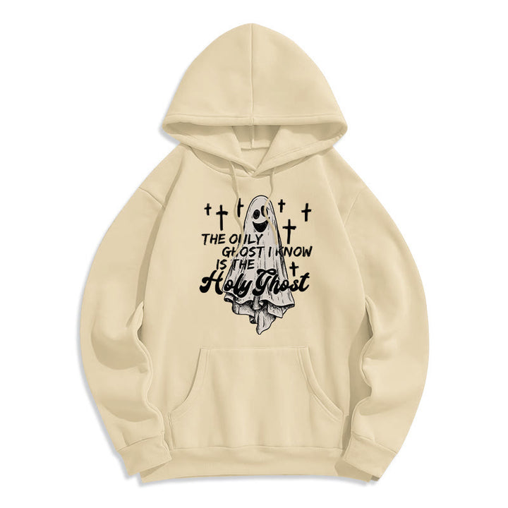 Christianartworkshop Felpa con cappuccio in poliestere foderata in pile con scritta Gospel Fusion "Spirito Santo e Croce" - Beige - 2XL - image 3
