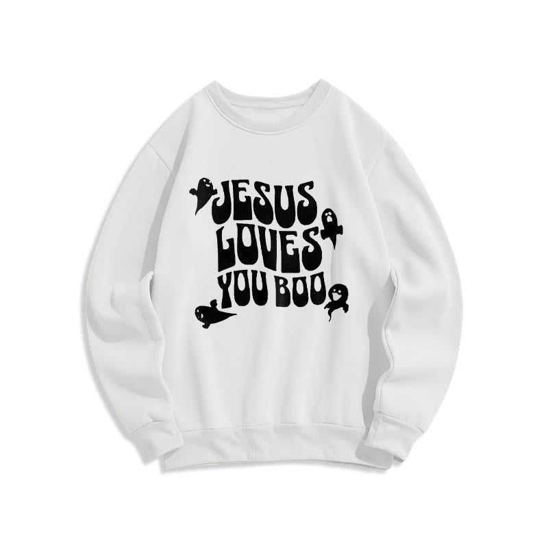 Christianartworkshop Felpa in poliestere foderata in pile Jesus Loves You Boo - Bianco - 2XL - image 2