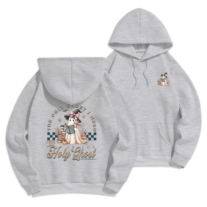 Felpa con cappuccio in poliestere foderata in pile con scritta "Holy Ghost Witchy Chic" di Christianartworkshop - Grigio - 2XL - image 4