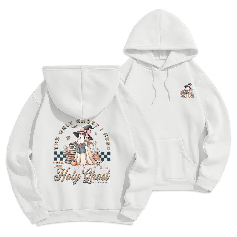 Felpa con cappuccio in poliestere foderata in pile con scritta "Holy Ghost Witchy Chic" di Christianartworkshop - Bianco - 2XL - image 2