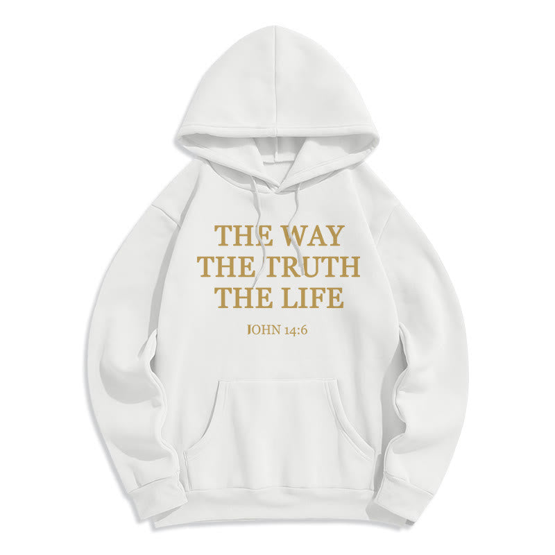 Felpa con cappuccio in poliestere foderata in pile con scritta "The Way The Truth The Life Scripture" Christianartworkshop - Bianco - 2XL - image 1
