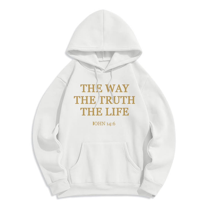 Felpa con cappuccio in poliestere foderata in pile con scritta "The Way The Truth The Life Scripture" Christianartworkshop - Bianco - 2XL - image 1