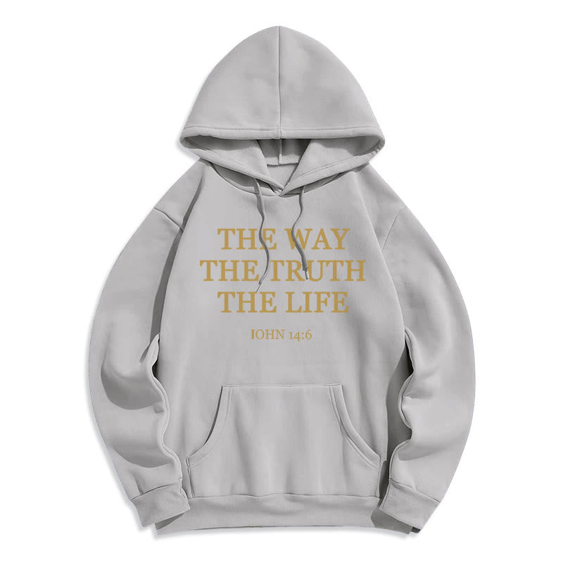 Felpa con cappuccio in poliestere foderata in pile con scritta "The Way The Truth The Life Scripture" di Christianartworkshop - Grigio - 2XL - image 7