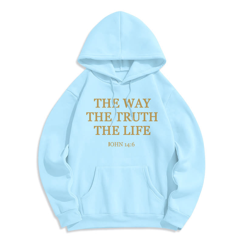 Felpa con cappuccio in poliestere foderata in pile con scritta "The Way The Truth The Life Scripture" Christianartworkshop - Blu - 2XL - image 2